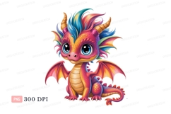 Colorful fantasy creature with large eyes dragon cute Product Image 1