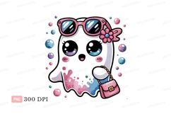 Pink sunglasses girl with bubbles blue purple Product Image 1