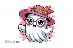 Cute ghost wearing pink hat and glasses image Product Image 1