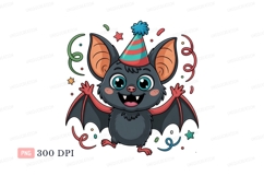Happy bat wearing party hat cartoon confetti Product Image 1