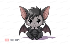 Cute bat creature with big eyes cartoon dark Product Image 1