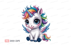 Adorable winged unicorn with rainbow mane magical fantasy Product Image 1