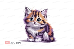 Fluffy calico kitten with blue eyes image Product Image 1