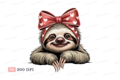 Adorable sloth wearing heart bow animal cute Product Image 1