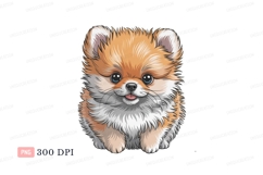 Fluffy orange puppy with blue eyes animal canine Product Image 1