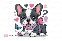 Cute french bulldog with pink bow puppy Product Image 1