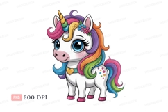 Adorable rainbow unicorn with flowers mane tail Product Image 1