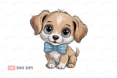 Adorable puppy wearing blue bowtie canine animal Product Image 1