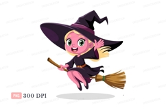 Pink witch flying broomstick blonde Product Image 1