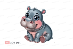 Cute cartoon hippopotamus baby animal Product Image 1