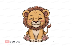 Cute lion cub smiling with closed eyes happy Product Image 1