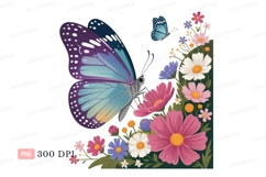 Large butterfly on colorful flowers insect wings Product Image 1
