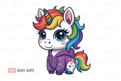 Cute unicorn wearing purple hoodie magical fantasy Product Image 1