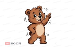 Brown bear pointing cartoon cute Product Image 1