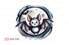 Cute bat flying moon night image Product Image 1