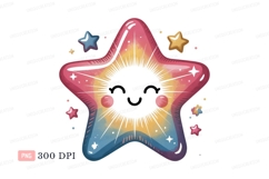 Happy star with colorful rays cute Product Image 1