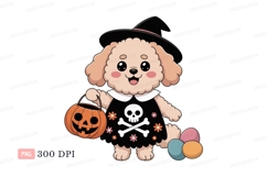 Cute dog wearing witch hat and costume halloween Product Image 1