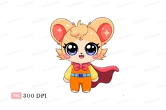 Cute cartoon mouse superhero orange Product Image 1