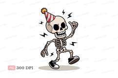 Dancing skeleton wearing party hat bone Product Image 1