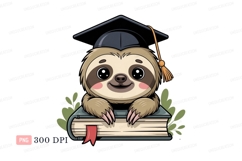 Cute graduation sloth on book tassel Product Image 1