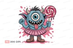 Blue monster with lollipop and pink tutu image Product Image 1