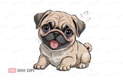 Adorable fawn pug puppy with big blue eyes image Product Image 1