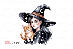 Witch holding ginger cat orange black Product Image 1