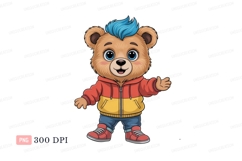 Cartoon bear with blue hair and jacket image Product Image 1