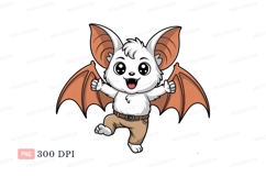 Cute white bat character with orange wings cartoon Product Image 1