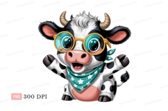 Cute cow wearing glasses and bandana animal Product Image 1