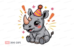 Cute rhino wearing party hat animal Product Image 1
