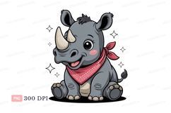 Cute rhino wearing bandana animal pink Product Image 1