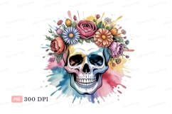 Colorful floral skull mockup flowers Product Image 1