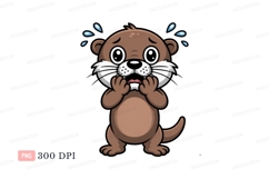 Scared otter cartoon worried nervous Product Image 1