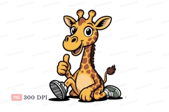 Cheerful giraffe giving thumbs up cartoon yellow Product Image 1
