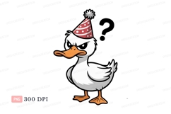 Angry duck wearing party hat bird animal Product Image 1