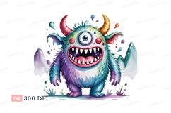 Colorful fuzzy monster with big teeth eyes Product Image 1