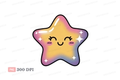 Cute smiling star with gradient colors happy kawaii Product Image 1