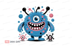 Fluffy blue monster with one eye pink eyes Product Image 1