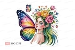 Fairy Woman Rainbow Wings Floral Crown image Product Image 1