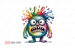 Colorful fuzzy monster with glasses cartoon Product Image 1