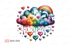 Rainbow cloud dripping hearts colorful Product Image 1