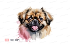 Fluffy dog with pink paint splash canine animal Product Image 1
