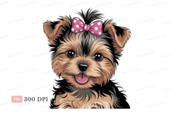Yorkshire terrier puppy with pink bow canine Product Image 1