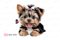 Adorable yorkshire terrier with pink bow and butterfly Product Image 1