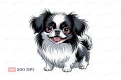 Happy black and white dog with brown eyes canine animal Product Image 1