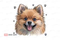 Fluffy Pomeranian Dog Happy blue Product Image 1