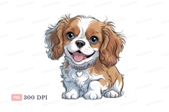 Brown white fluffy dog blue eyes puppy canine Product Image 1