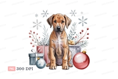 Adorable puppy with festive holiday decorations christmas Product Image 1