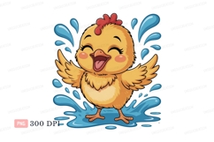 Joyful chick splashing water yellow blue Product Image 1